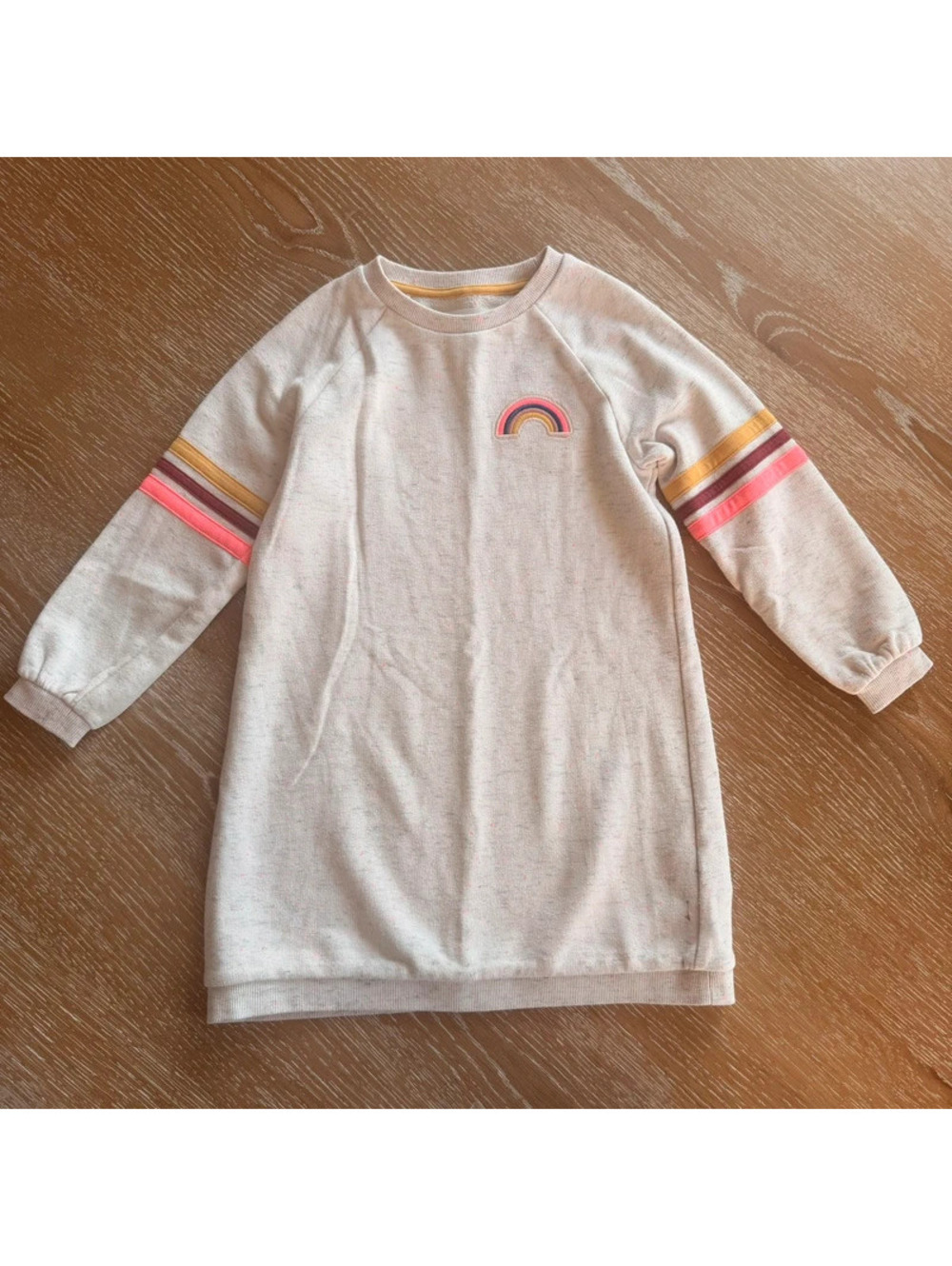 M&S Girls 4-5Y Rainbow Appliqué Speckled Sweatshirt Dress